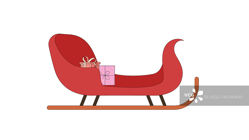 白色背景下的装满礼物的雪橇车图片素材