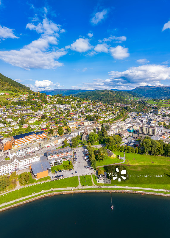 北欧挪威——霍达兰县，沃斯（VOSS）峡湾风光航拍图片素材