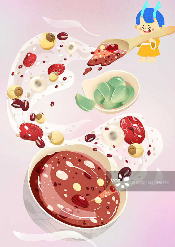 年俗腊月初八吃腊八粥图片素材