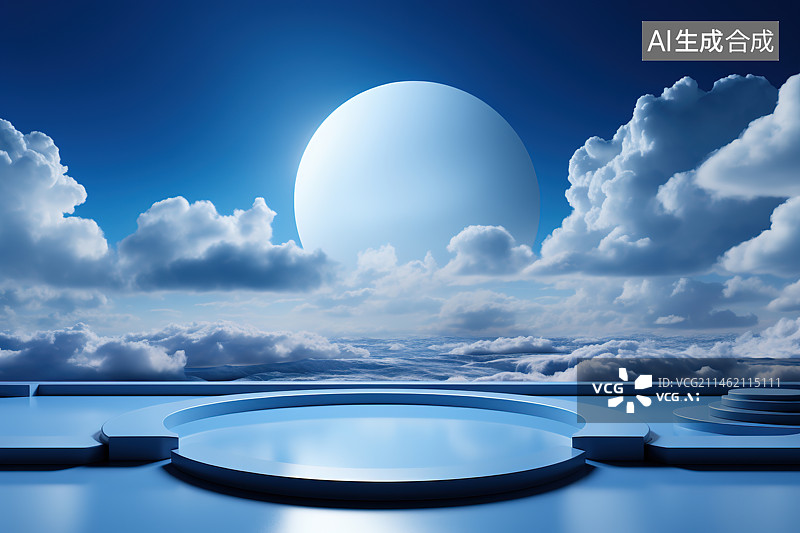 【AI数字艺术】3D天空元素背景抽象电商物品展示空间背景汽车广告背景化妆品广告背景图片素材