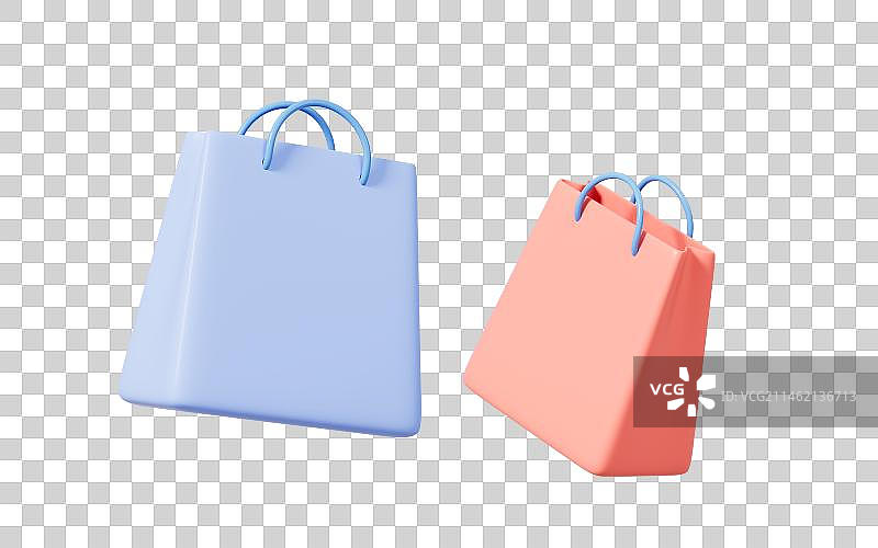 卡通购物袋模型3D渲染图片素材