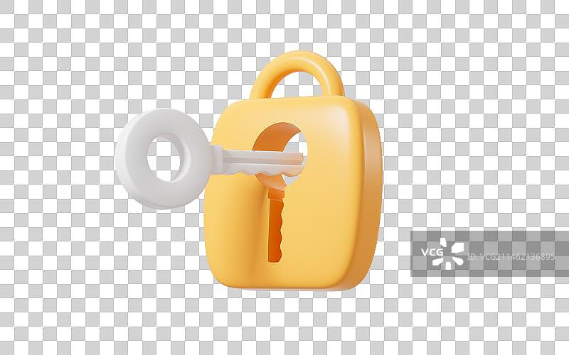 卡通钥匙解锁3D渲染图片素材