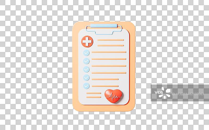 卡通风格的体检报告3D渲染图片素材