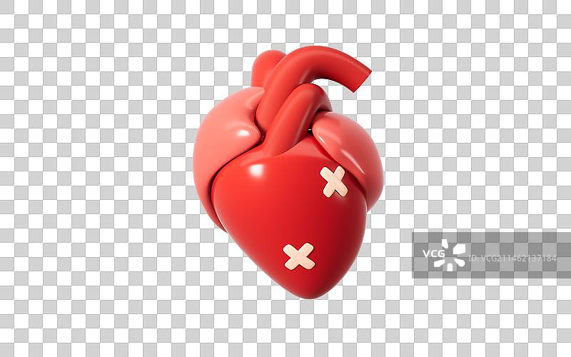 卡通心脏疾病概念3D渲染图片素材