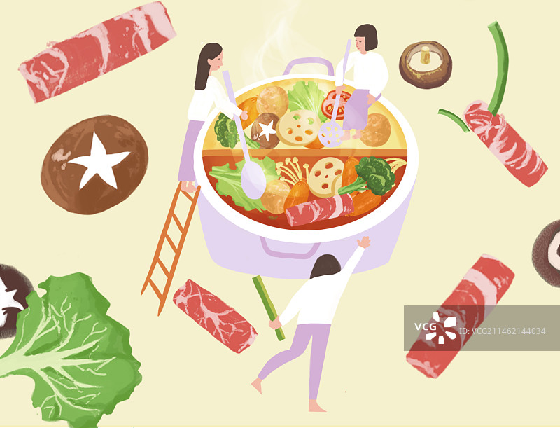 美食插画中国美食火锅人物插画图片素材
