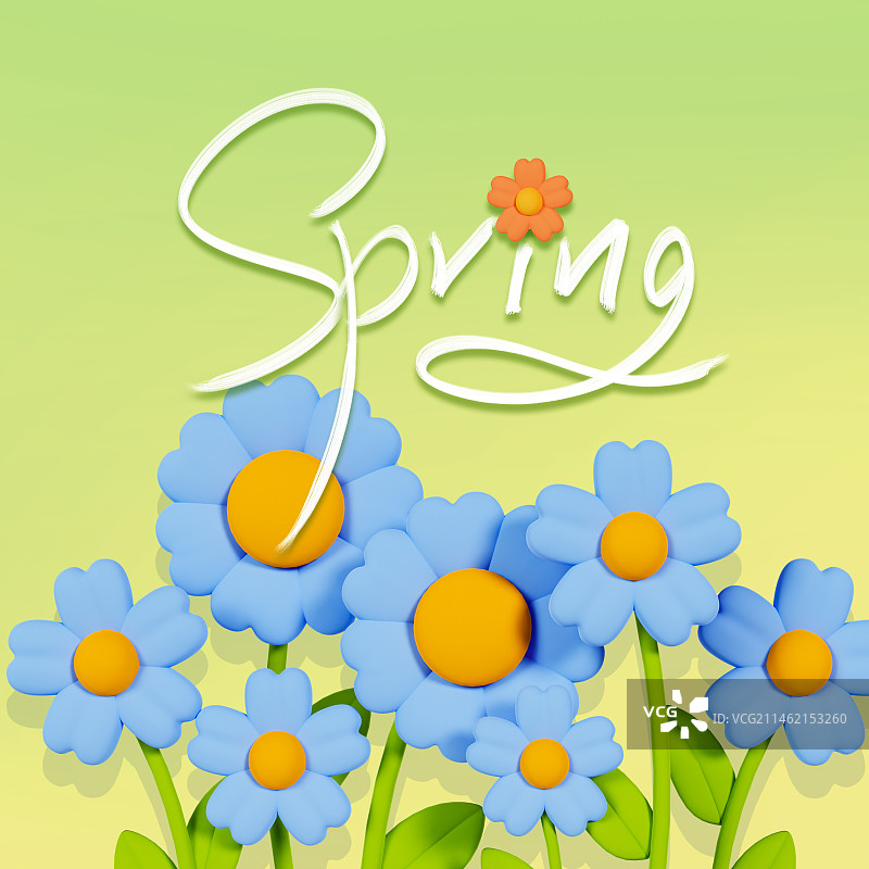 C4D立体花卉小清新浪漫春天海报模板图片素材