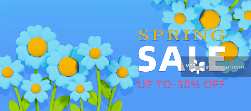 C4D立体花卉小清新浪漫春天海报模板图片素材