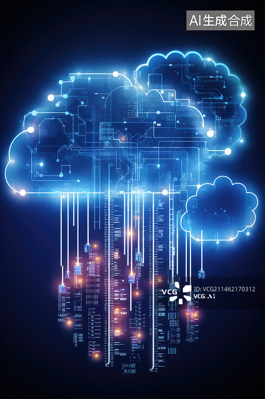 【AI数字艺术】云计算科技概念图片素材