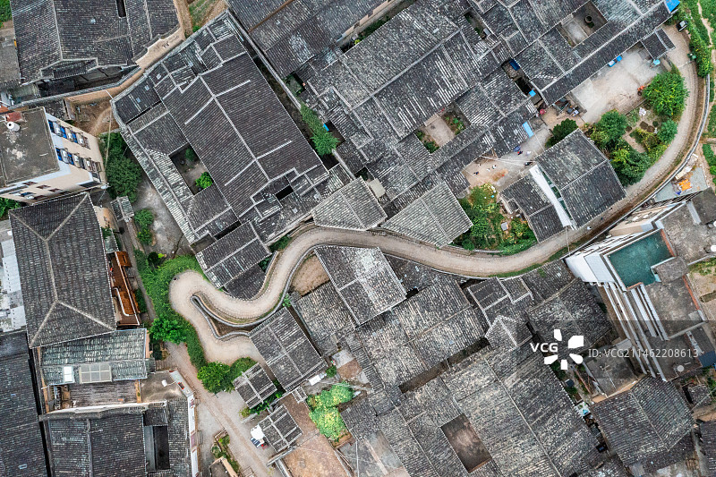 嵩口古镇鹤形路，独一无二图片素材