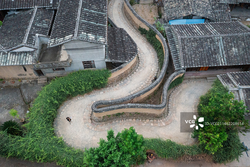 嵩口古镇鹤形路，独一无二图片素材