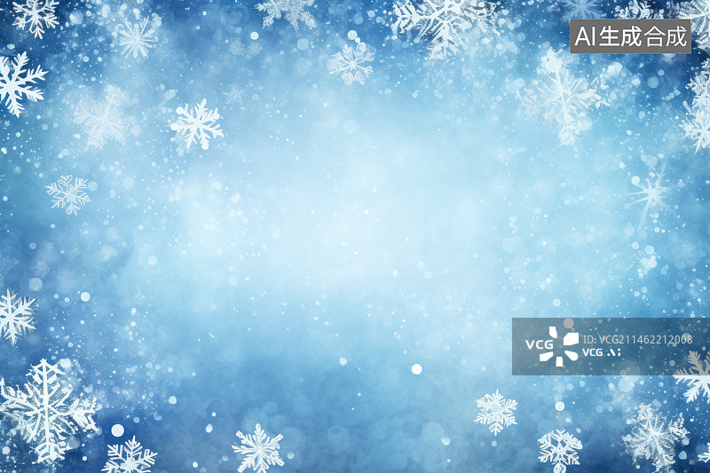 【AI数字艺术】蓝色雪花背景图片素材