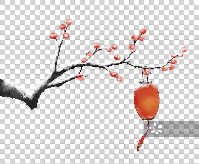 梅花灯笼雪素材图片素材