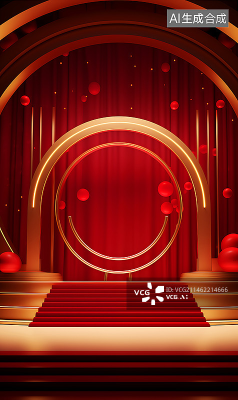 【AI数字艺术】红色新年电商背景素材图图片素材