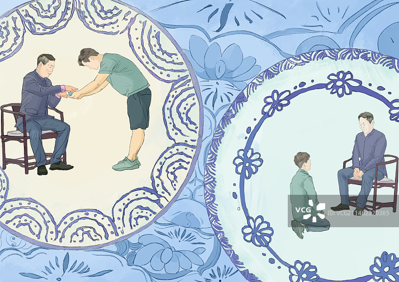 拜师礼系列插画图片素材