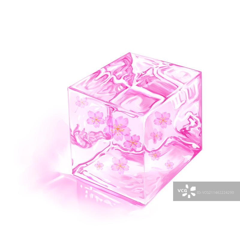 粉色少女心粉色樱花冰图片素材