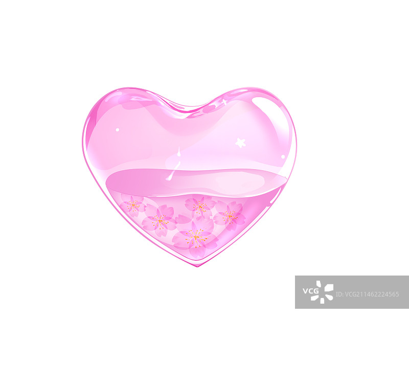 粉色少女心樱花爱心玻璃心图片素材
