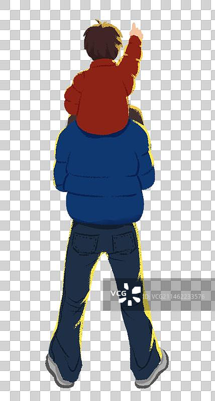 小孩坐父亲肩头背影图片素材