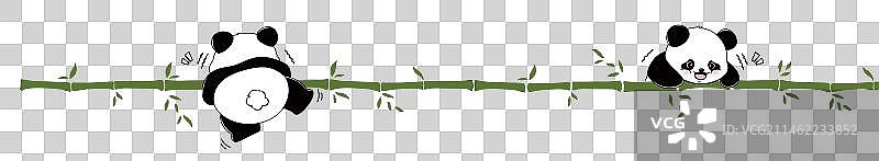 大熊猫爬竹子正面和背面图片素材