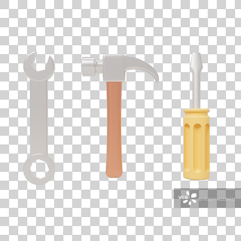 元素维护工具螺丝刀和扳手3D渲染图片素材