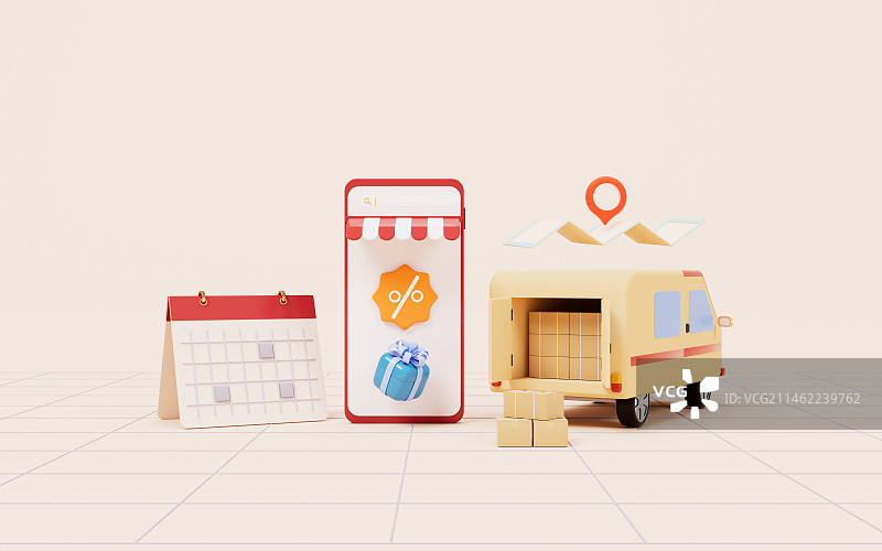 物流运输概念三维渲染图片素材