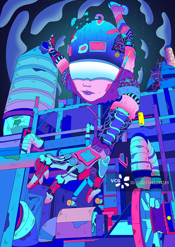 赛博朋克插画设计图片素材