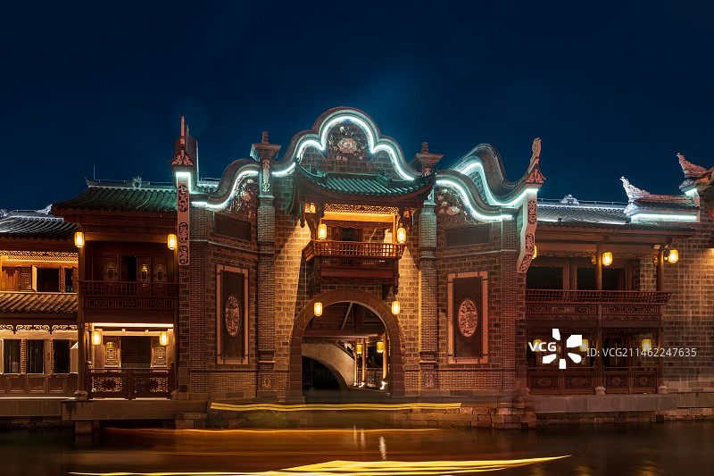 四川宜宾李庄古镇月亮田夜景图片素材