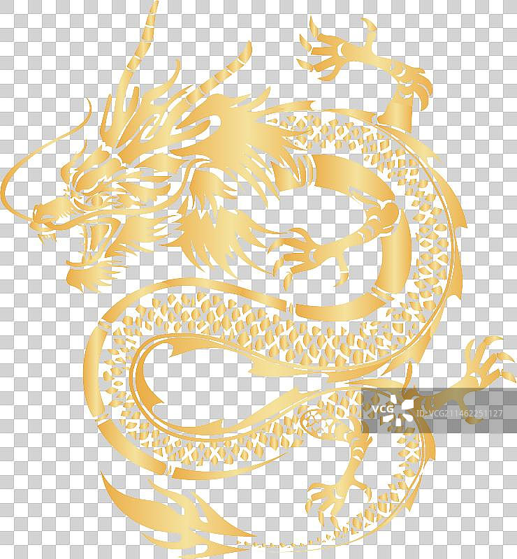 金色龙年中国龙剪纸风免抠元素图片素材