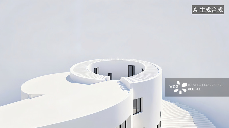 【AI数字艺术】亮色调抽象现代建筑图片素材