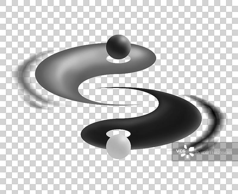 太极八卦宇宙阴阳黑白图形元素插画图片素材