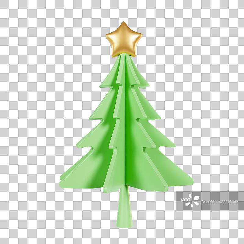 C4D圣诞节卡通立体松树元素图片素材