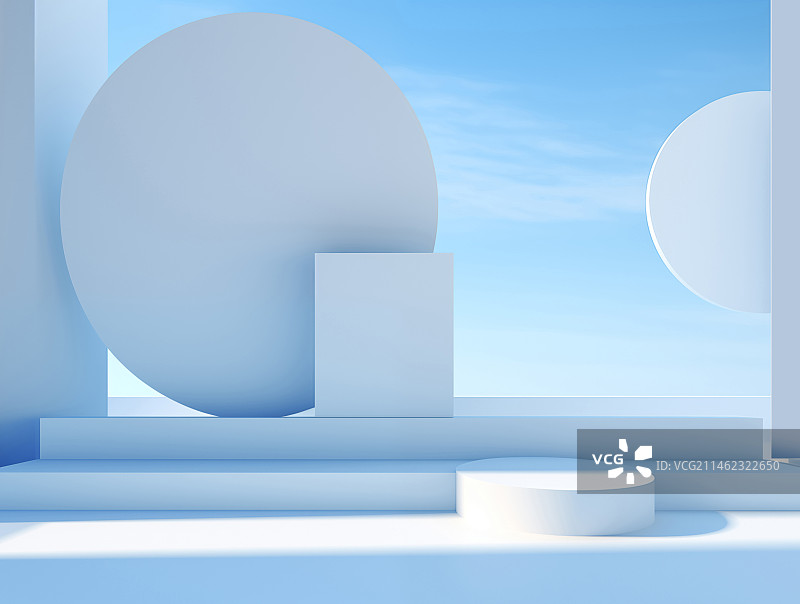 蓝色天空几何物体背景图片素材