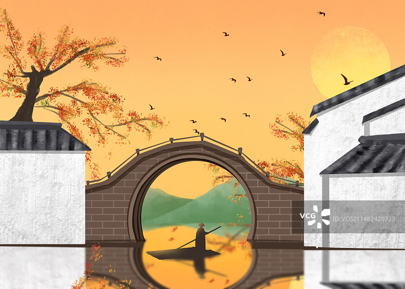 建筑风景插画图片素材