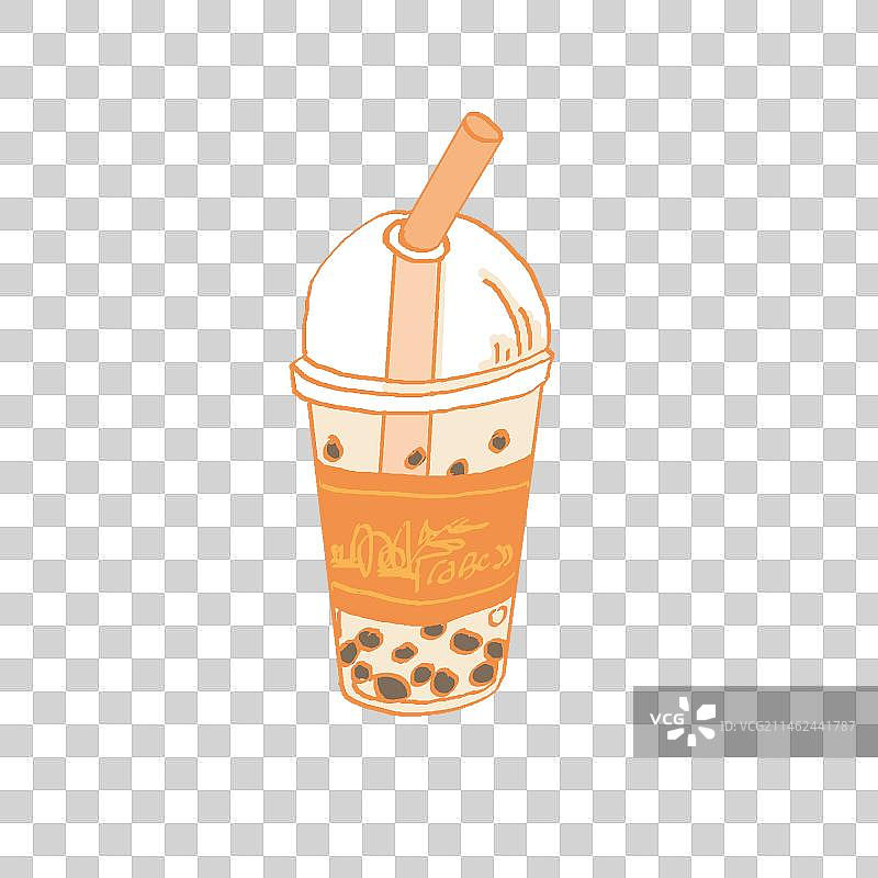 卡通 一杯珍珠奶茶扁平插画 免抠元素图片素材