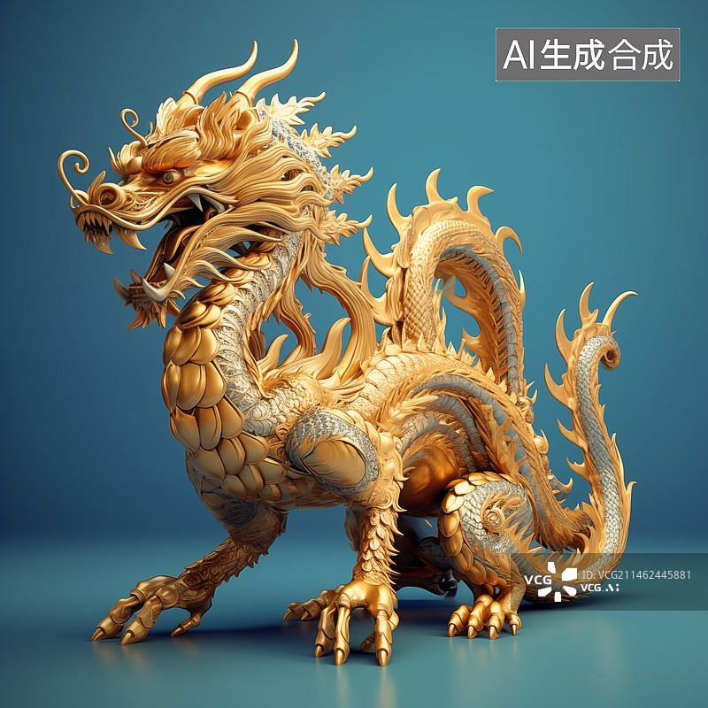【AI数字艺术】金色的龙图片素材
