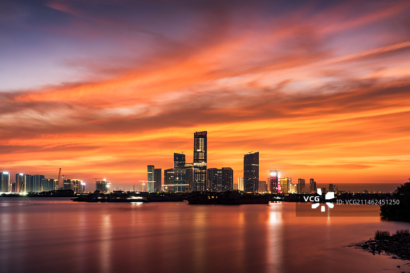 广州南沙灵山岛尖晚霞图片素材