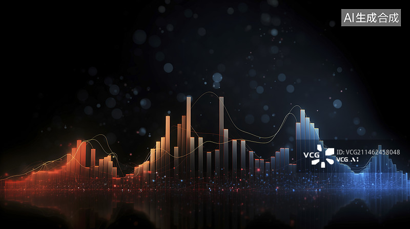 【AI数字艺术】科创未来k线走势图背景图片素材