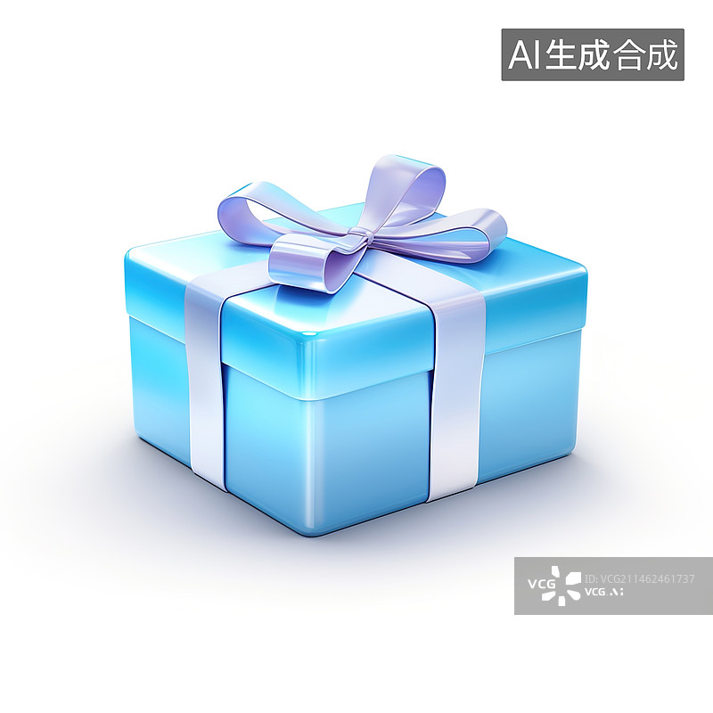 【AI数字艺术】3D蓝色礼品盒图片素材