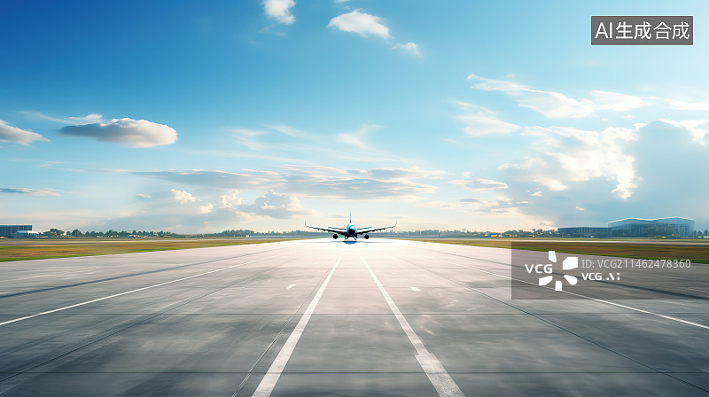 【AI数字艺术】机场跑道上飞机的特写镜头图片素材