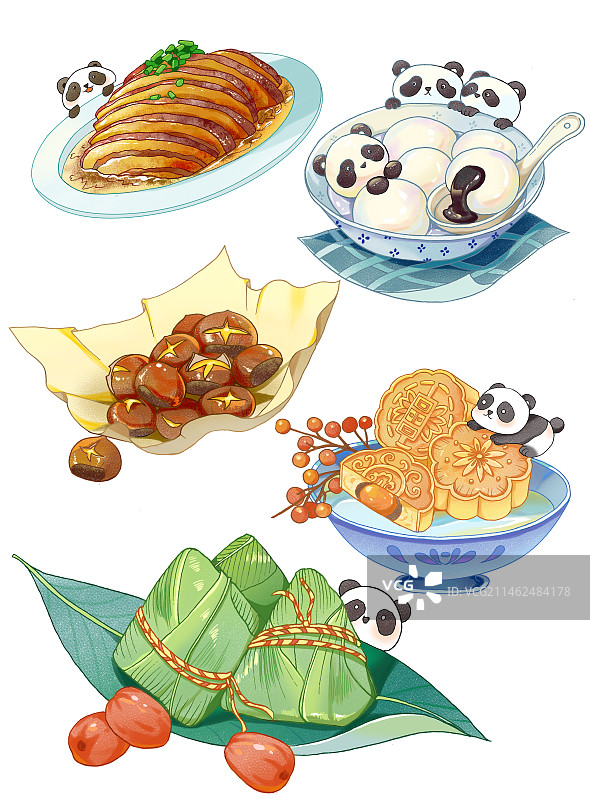 中餐梅菜扣肉汤圆板栗月饼粽子图片素材