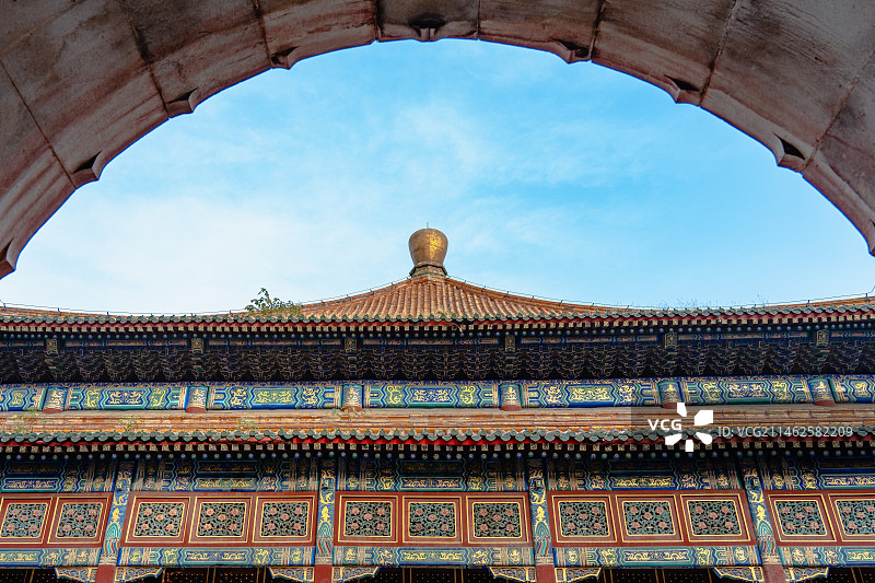 北京北海公园小西天建筑图片素材