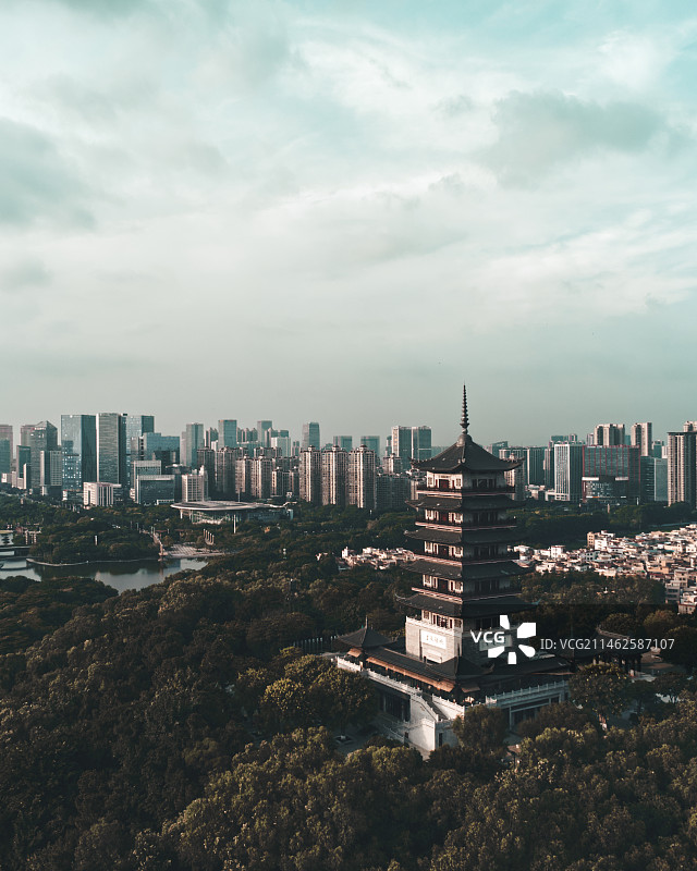 千灯湖 魁星阁 青橙色调图片素材