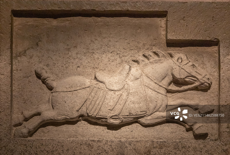 天津博物馆昭陵六骏青骓唐朝西安碑林博物馆藏品图片素材