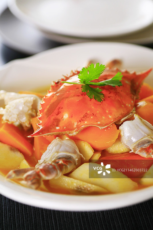 海鲜南瓜蒸螃蟹图片素材