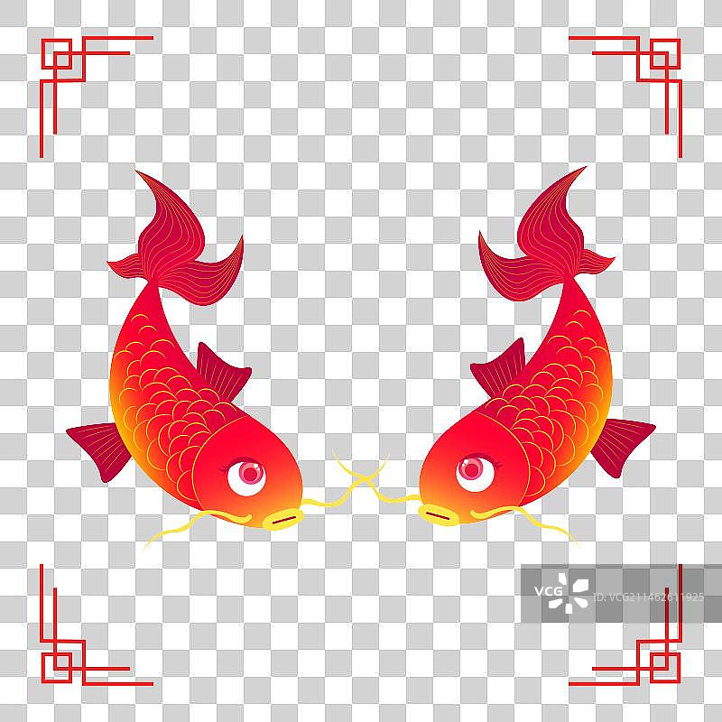 锦鲤手绘年年有余图片素材