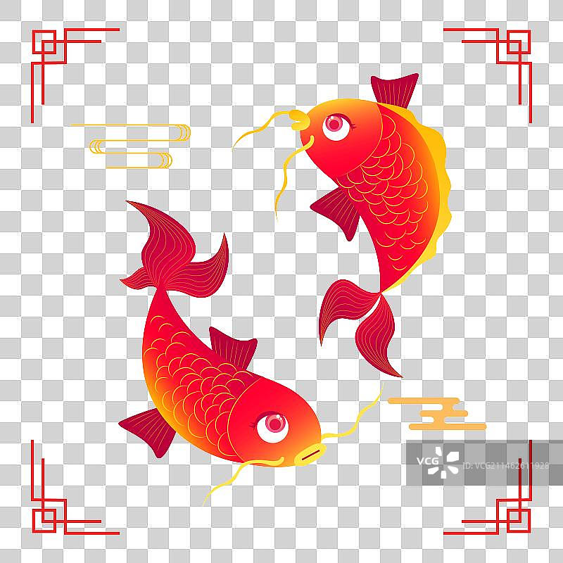 锦鲤手绘年年有余图片素材