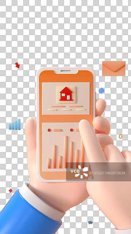 3D渲染手机银行金融理财主题设计模板图片素材