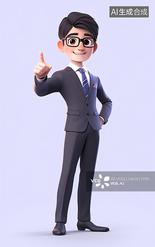【AI数字艺术】男律师3D人物插画图片素材