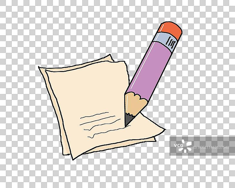 铅笔在纸上书写卡通手绘插画 免抠元素图片素材