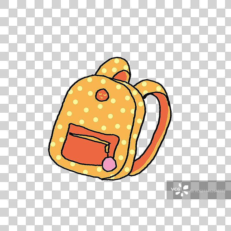 卡通手绘黄色书包 背包插画 免抠元素图片素材