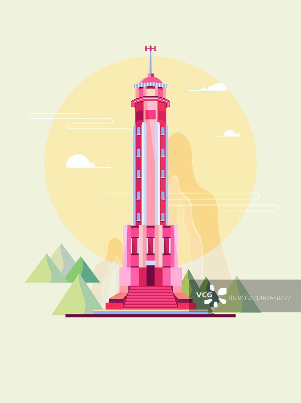 重庆解放碑矢量地标建筑插画图片素材